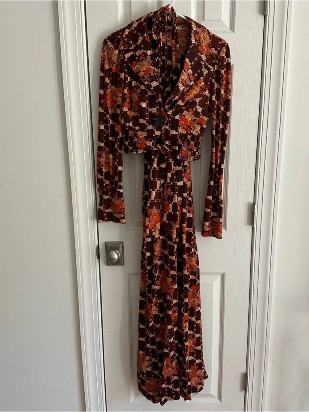 Vintage Dresses | Vintage Maxi Halter Dress And Cropped Jacket Shirt Set 60s/70s | Color: Brown/Orange | Size: S | Mkb777's Closet